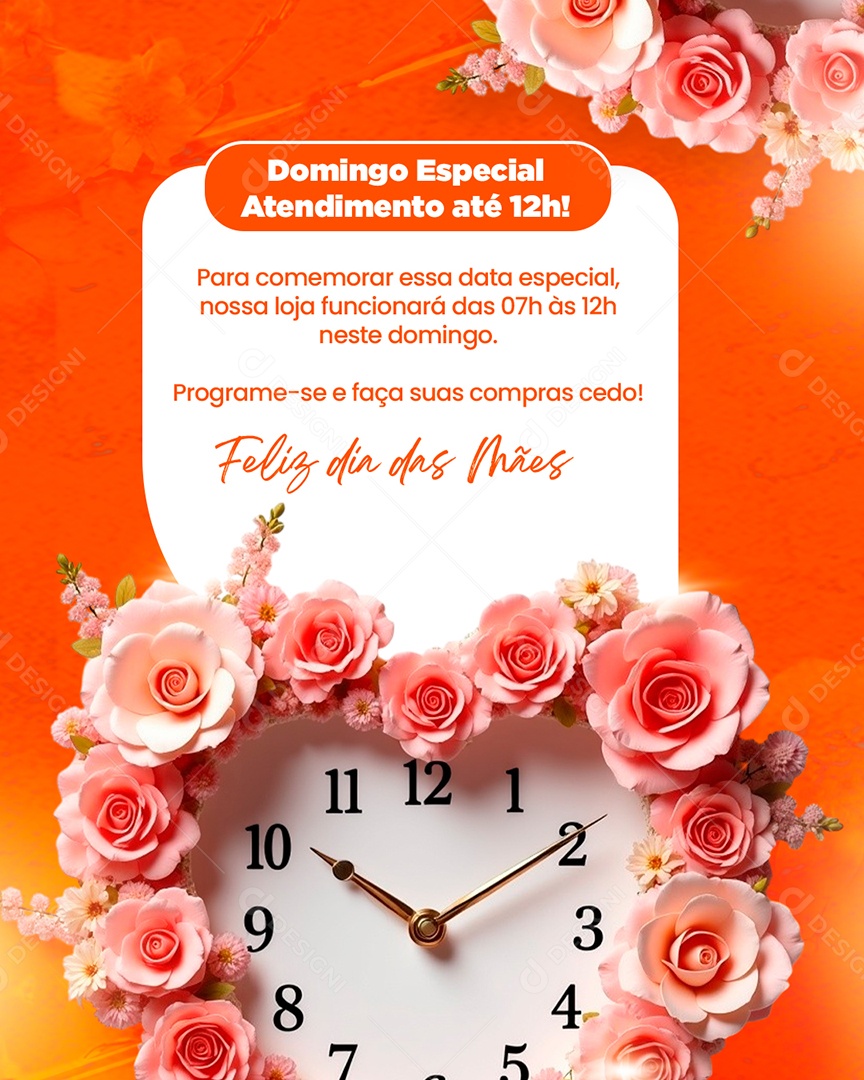 Horário de Dia Das Mães 12 de Maio Social Media PSD Editável