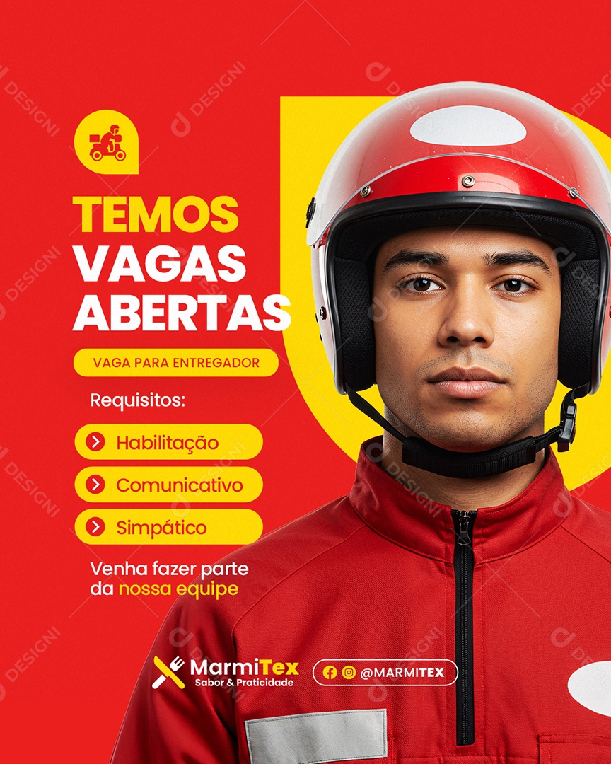 Marmitex Temos Vagas Abertas Social Media PSD Editável