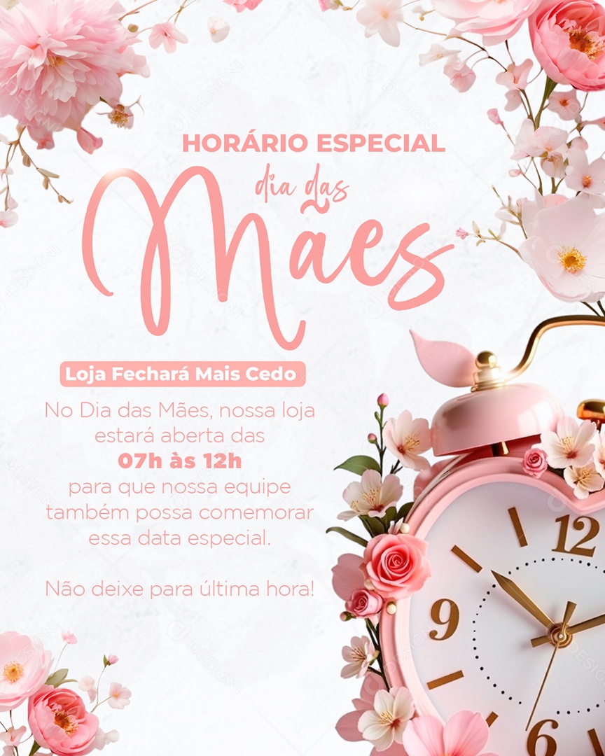 Horário de Dia Das Mães 12 de Maio Social Media PSD Editável