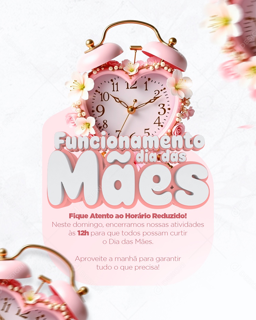 Horário de Dia Das Mães 12 de Maio Social Media PSD Editável