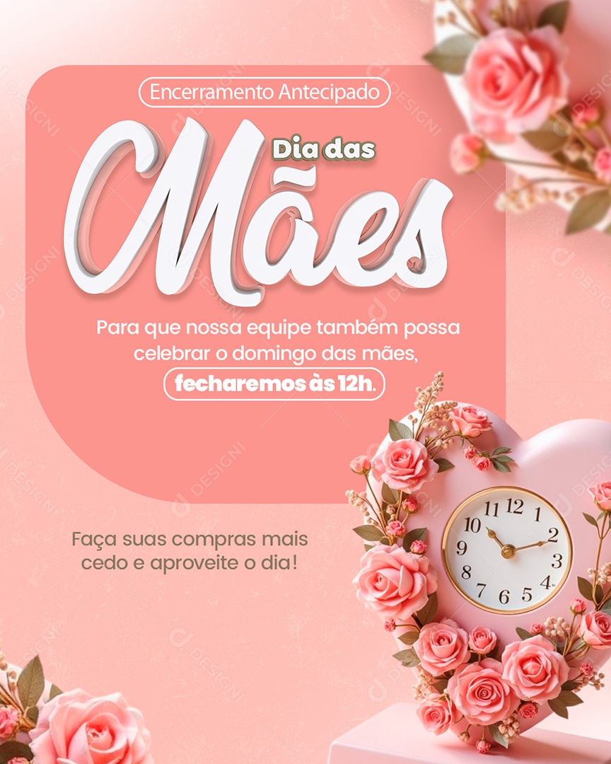 Horário de Dia Das Mães 12 de Maio Social Media PSD Editável