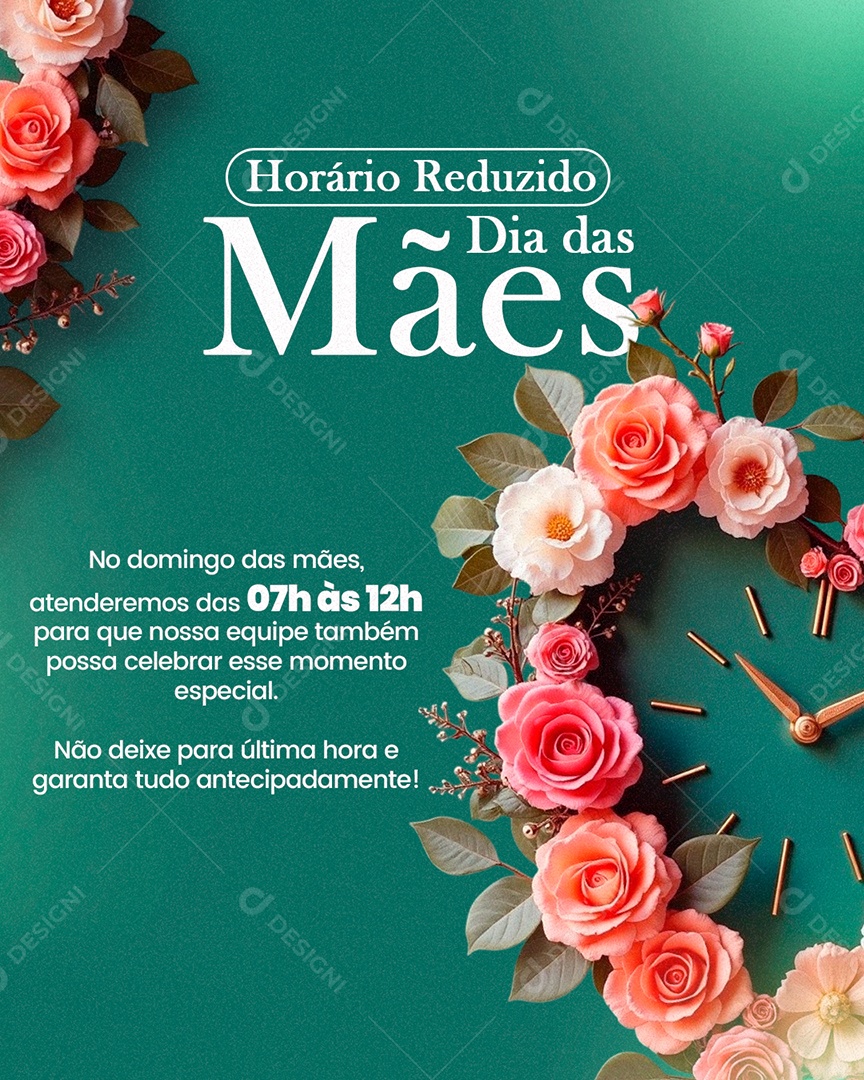 Horário de Dia Das Mães 12 de Maio Social Media PSD Editável