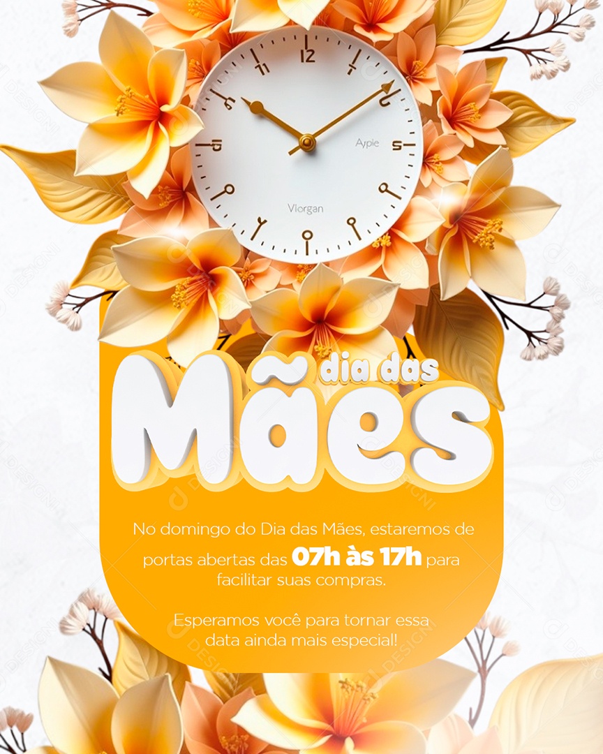 Horário de Dia Das Mães 12 de Maio Social Media PSD Editável