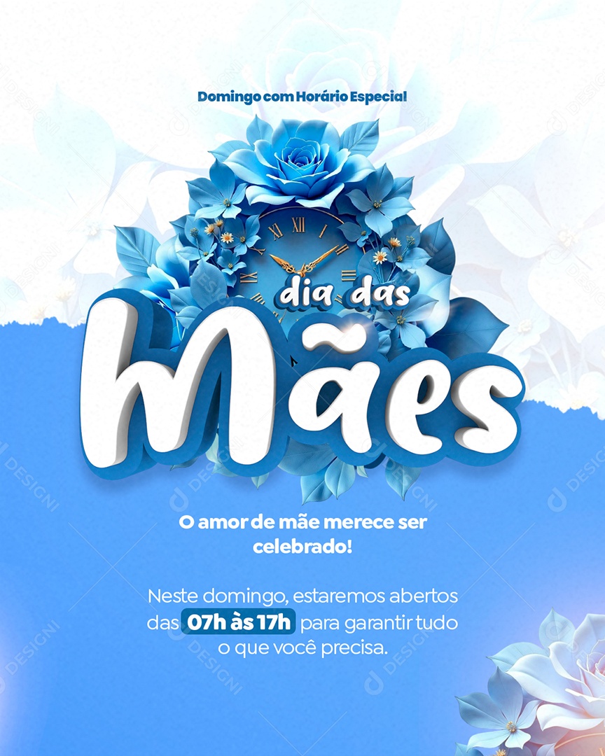Horário de Dia Das Mães 12 de Maio Social Media PSD Editável