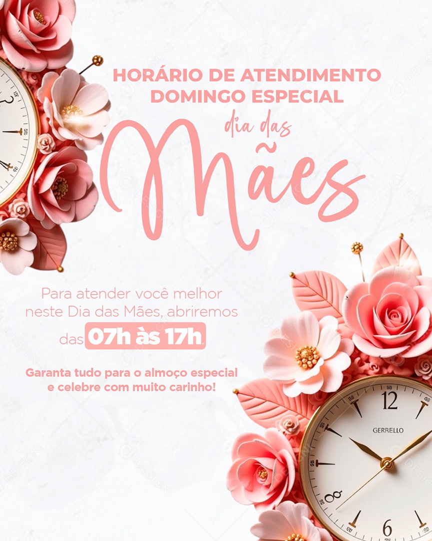 Horário de Dia Das Mães 12 de Maio Social Media PSD Editável