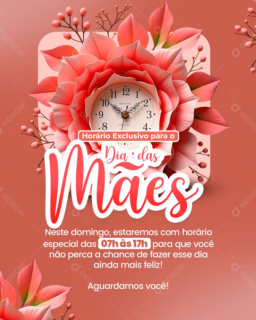 Horário de Dia Das Mães 12 de Maio Social Media PSD Editável