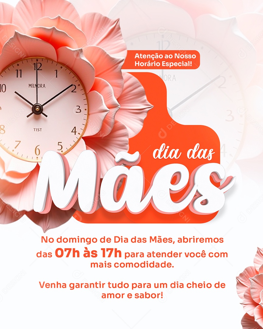 Horário de Dia Das Mães 12 de Maio Social Media PSD Editável