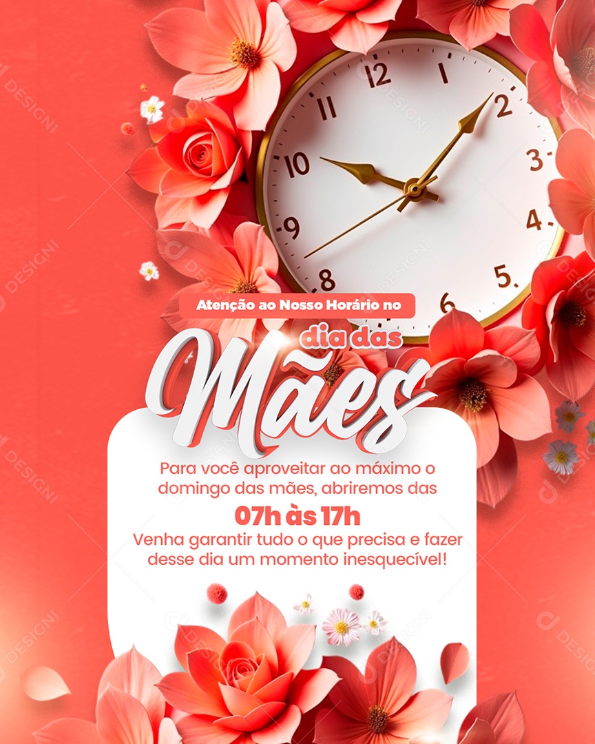 Horário de Dia Das Mães 12 de Maio Social Media PSD Editável
