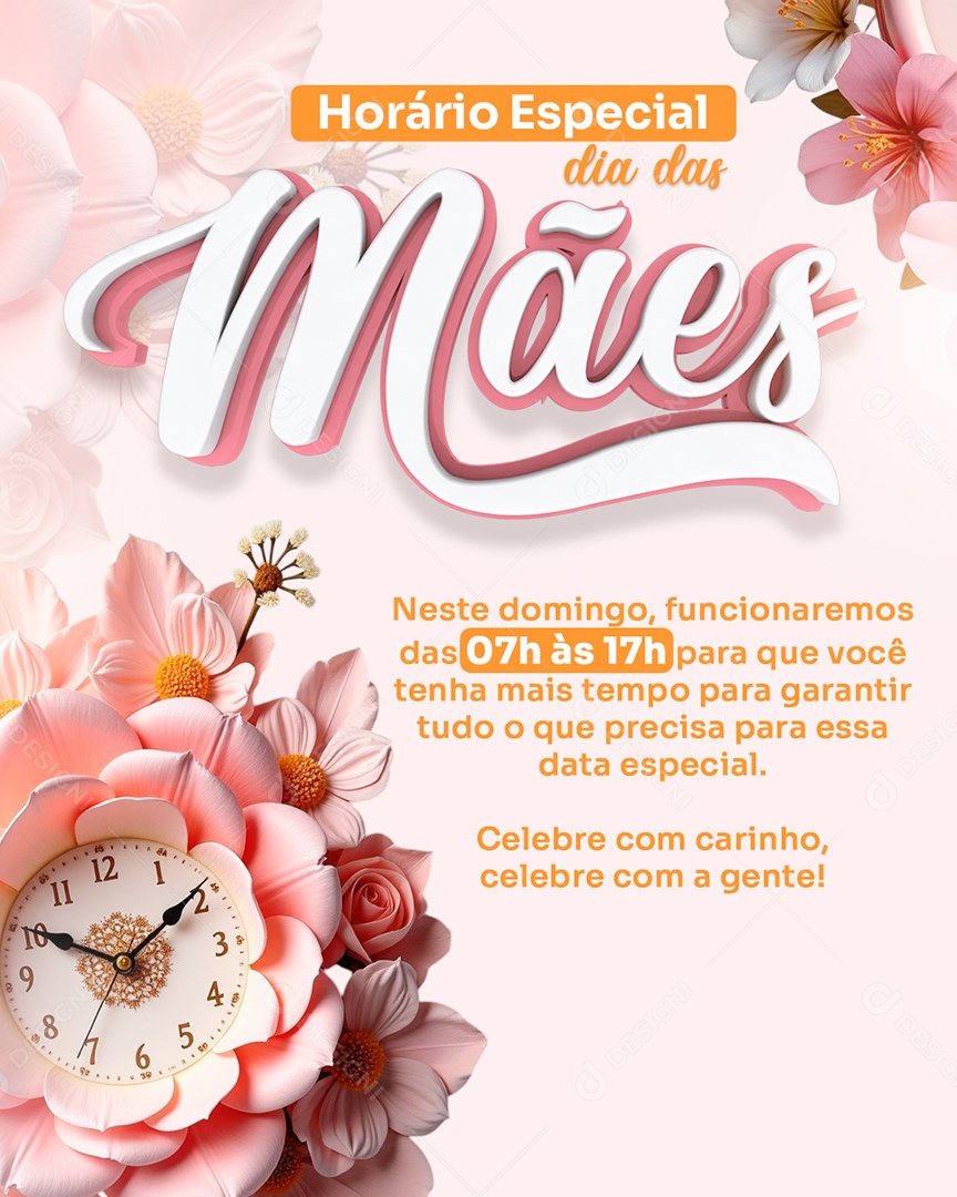 Horário Especial Dia Das Mães 12 de Maio Social Media PSD Editável