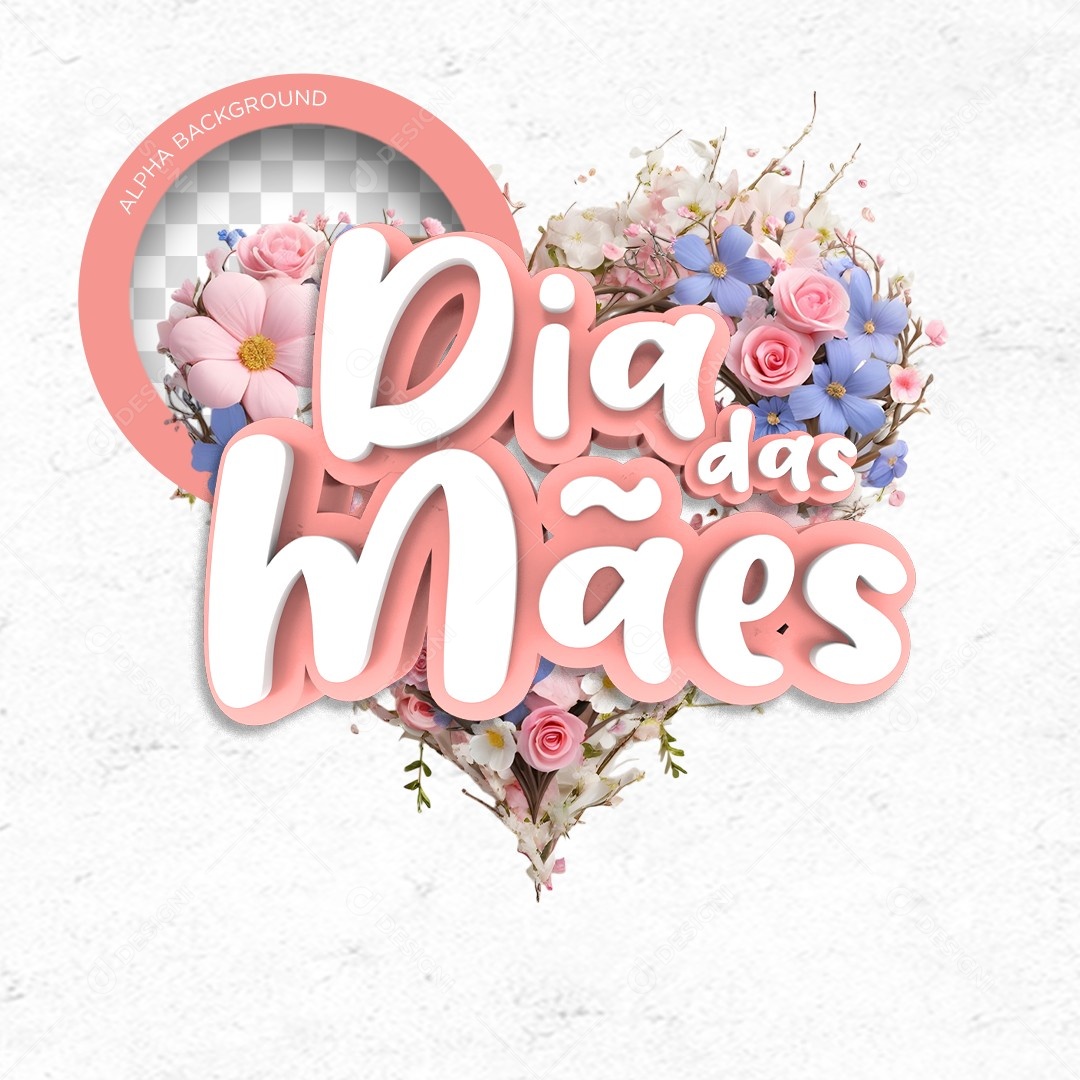 Selo 3D Dia Das Mães Branco Para Composição PSD
