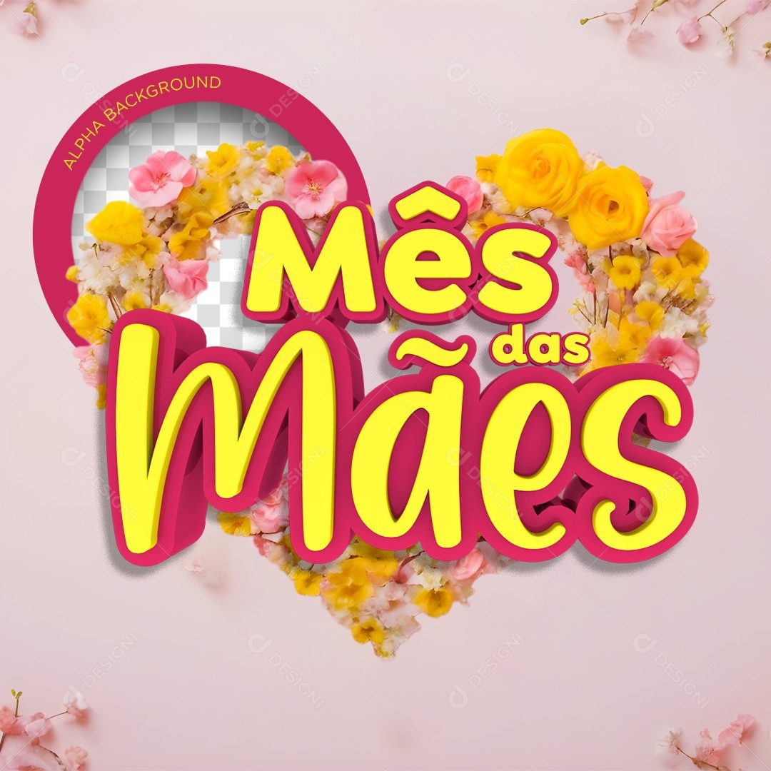 Selo 3D Mês das Mães Para Composição PSD