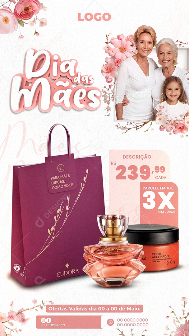 Promoção Dia Das Mães 12 de Maio Social Media PSD Editável