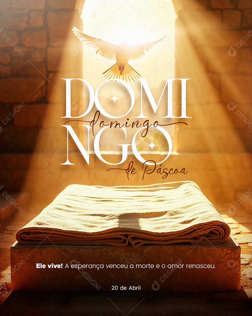 Domingo de Páscoa 20 de Abril Social Media PSD Editável
