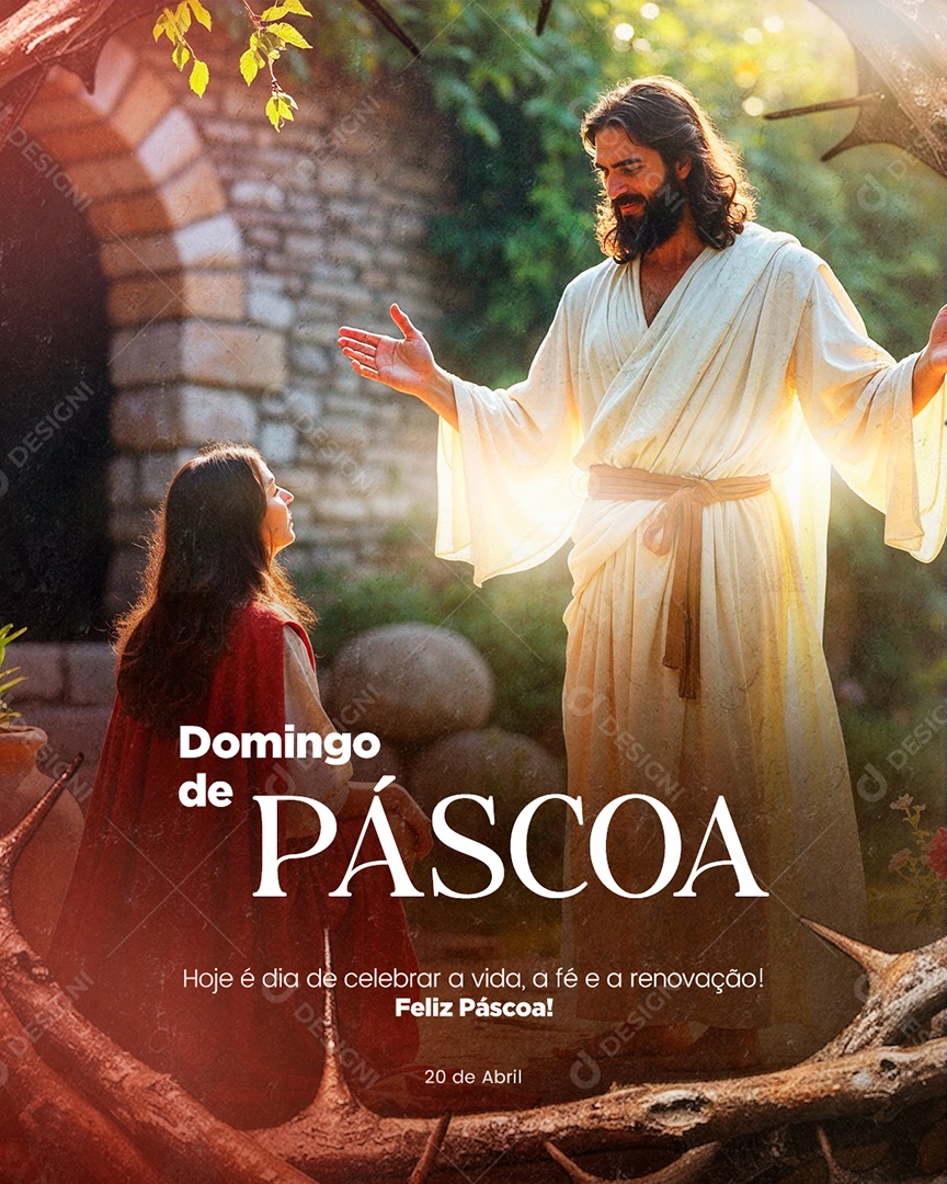 Domingo de Páscoa 20 de Abril Social Media PSD Editável
