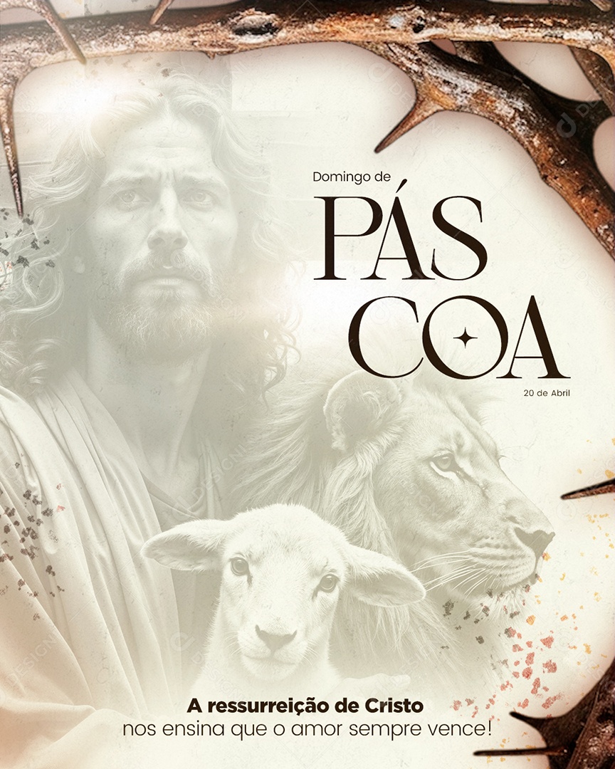 Domingo de Páscoa 20 de Abril Social Media PSD Editável