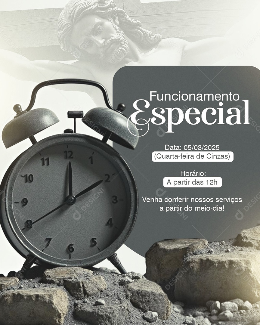 Horário de Funcionamento Quarta-feira de Cinza Social Media PSD Editável