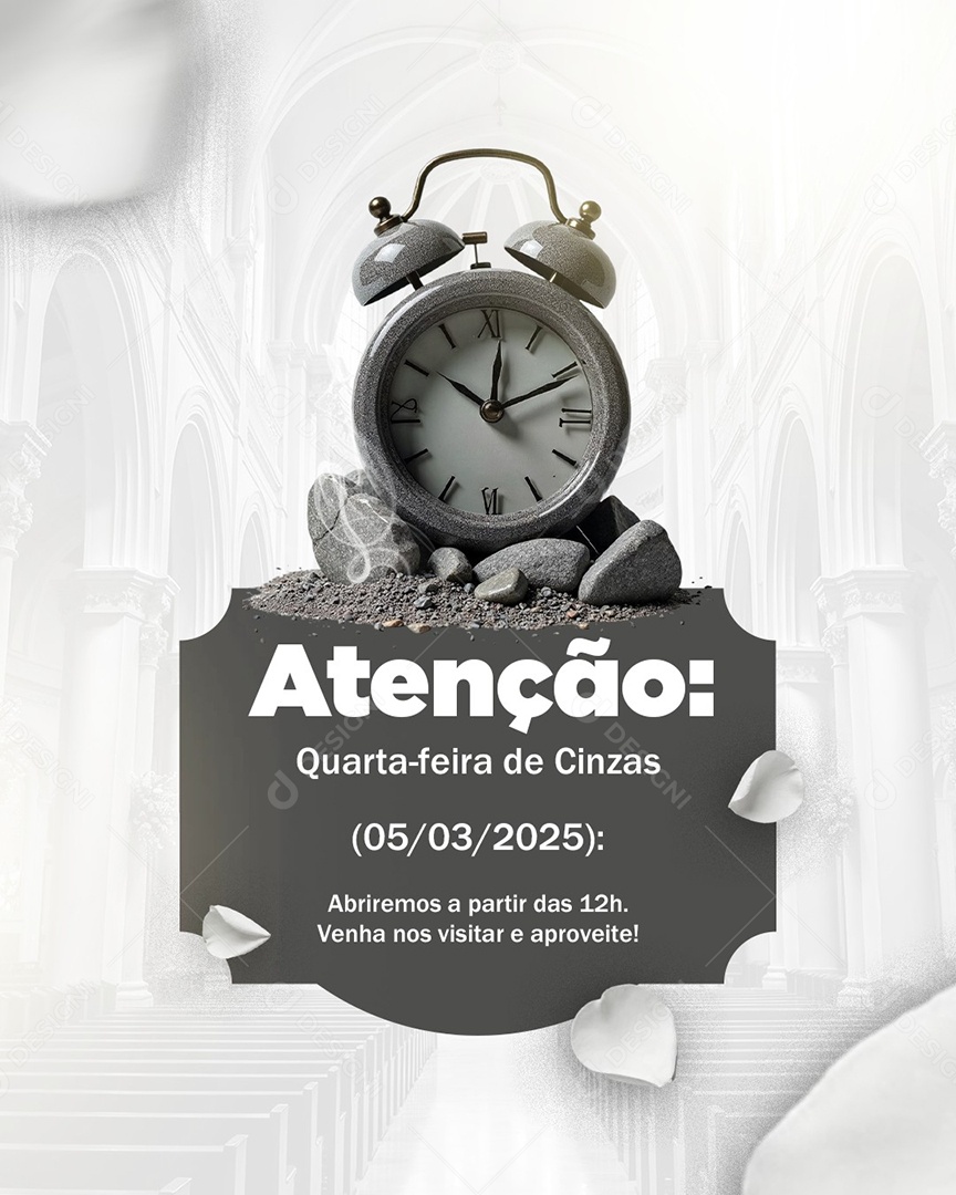 Horário de Funcionamento Quarta-feira de Cinza Social Media PSD Editável