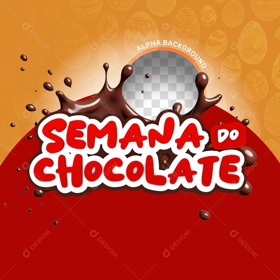 Selo 3D Semana do Chocolate Vermelho e Laranja Para Composição PSD