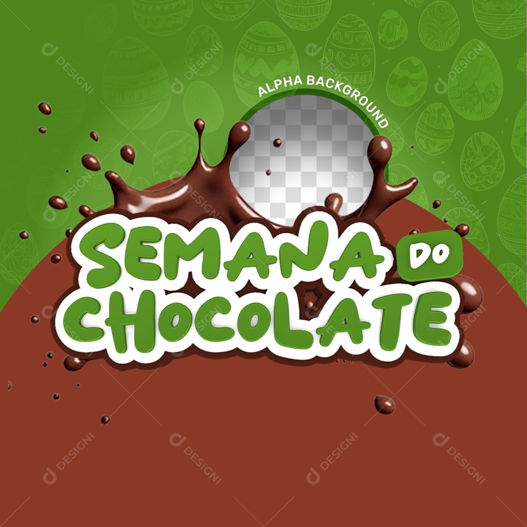 Selo 3D Semana do Chocolate Verde Para Composição PSD