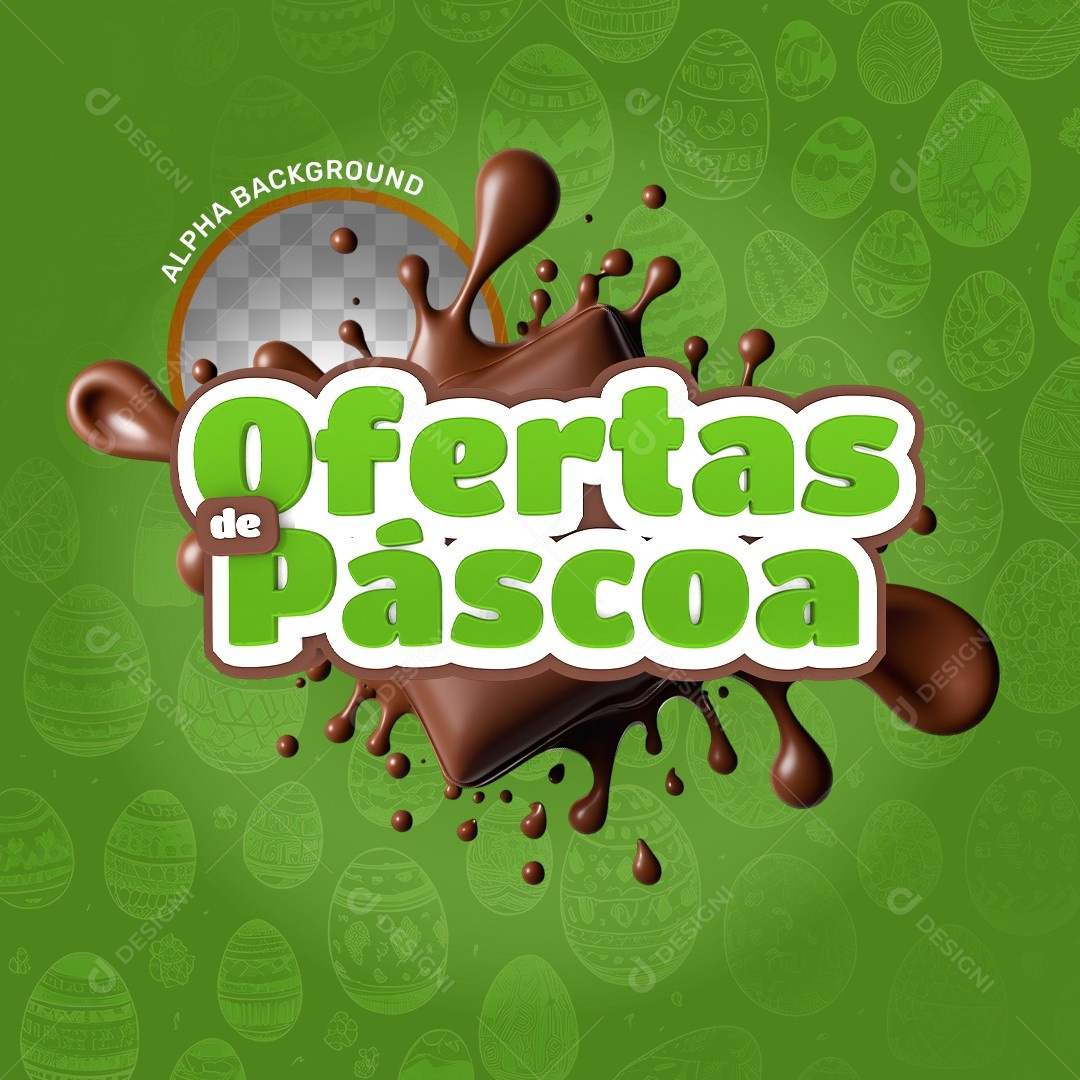 Selo 3D Ofetas de Páscoa Verde Para Composição PSD