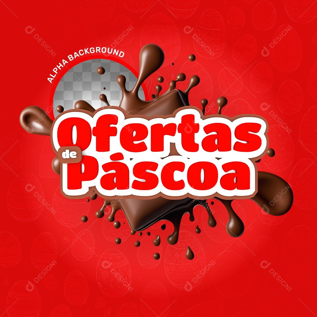 Selo 3D Ofetas de Páscoa Vermelho Para Composição PSD
