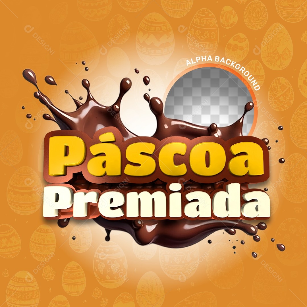 Selo 3D Páscoa Premiada Laranja Para Composição PSD