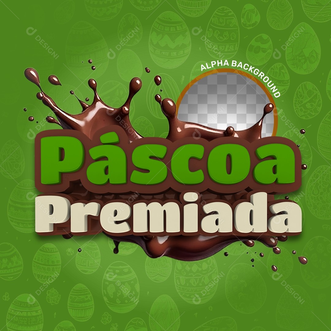 Selo 3D Páscoa Premiada Verde Para Composição PSD