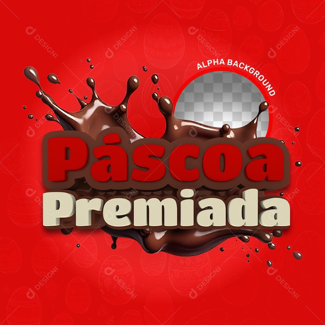 Selo 3D Páscoa Premiada Vermelho Para Composição PSD