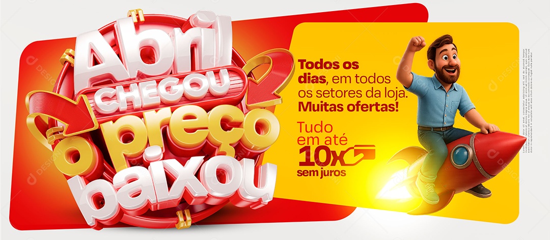 Banner Abril Chegou Preço Baixou Social Media PSD Editável