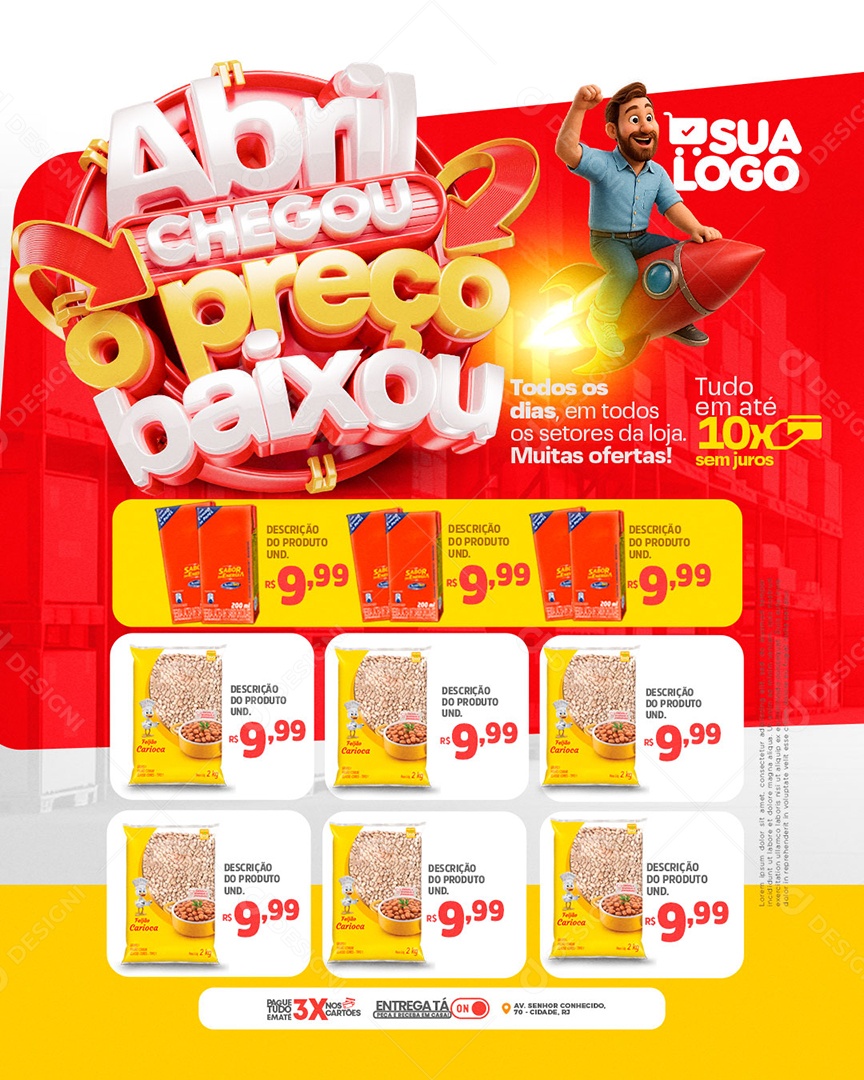 Encarte Abril Chegou Preço Baixou Social Media PSD Editável