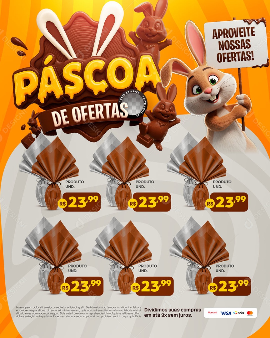 Encarte Páscoa de Ofertas Social Media PSD Editável