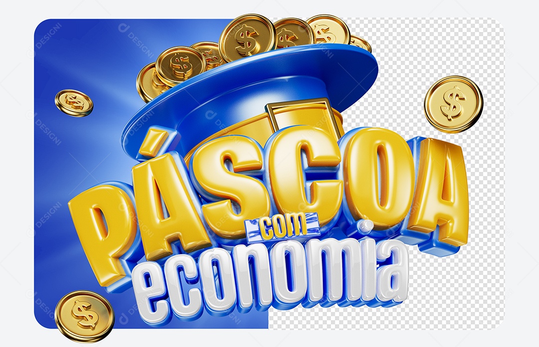 Selo 3D Páscoa Com Economia Para Composição PSD