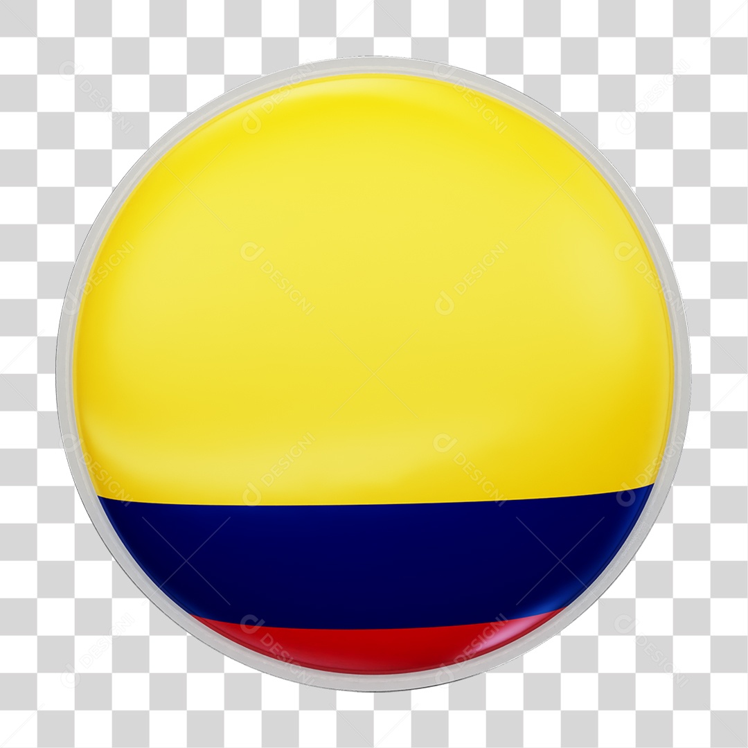 Botão com Bandeira da Colômbia PNG Transparente
