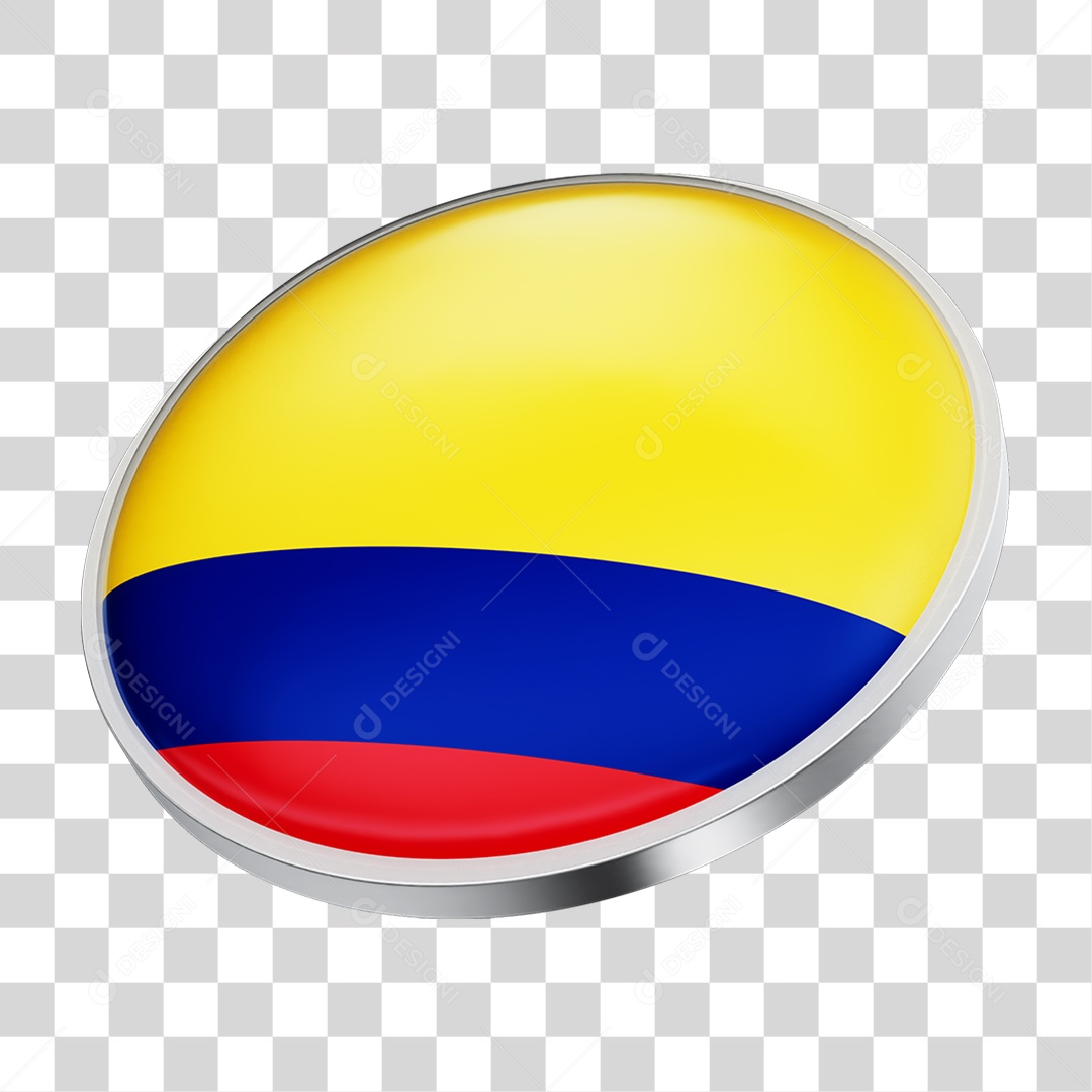 Botão com Bandeira da Colômbia PNG Transparente