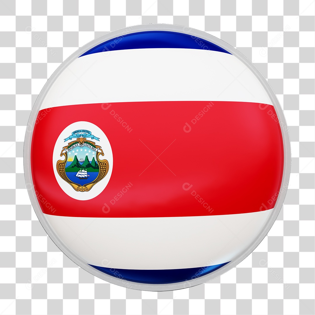 Botão com Bandeira da Costa Rica PNG Transparente