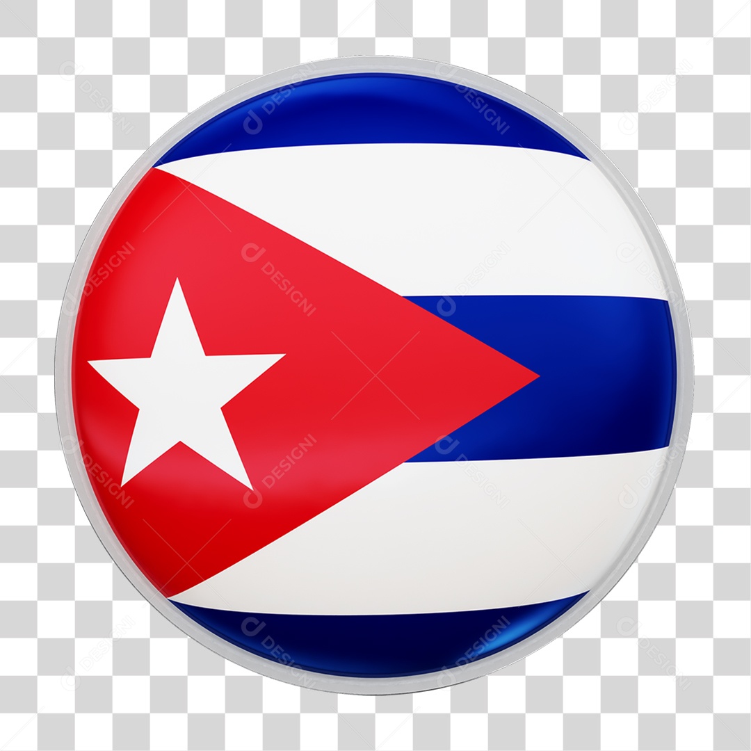Botão com Bandeira de Cuba PNG Transparente