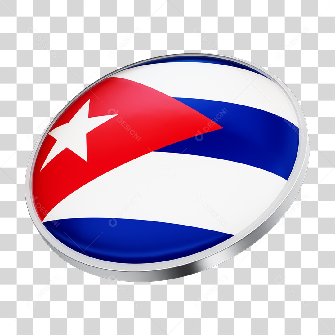 Botão com Bandeira de Cuba PNG Transparente