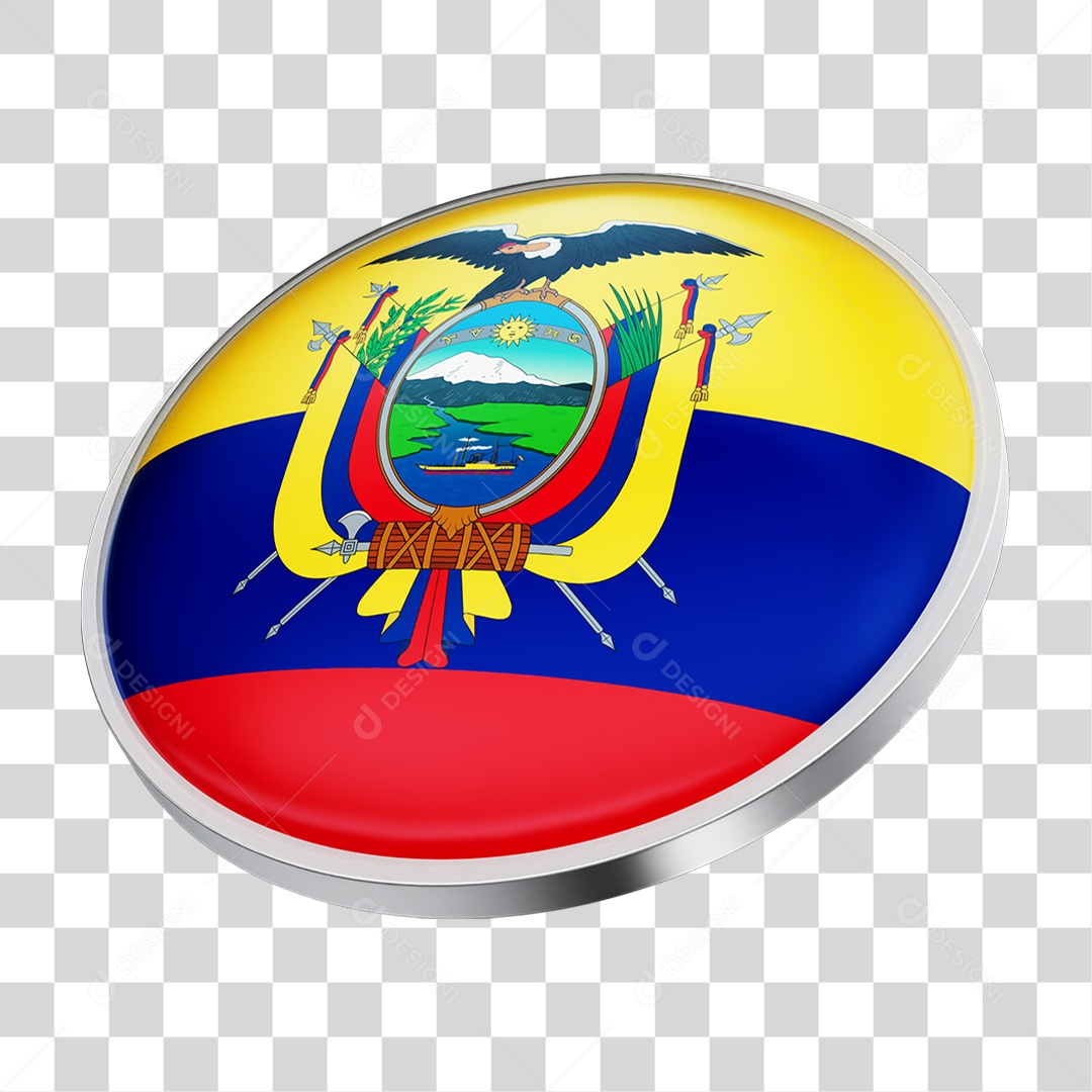Botão com Bandeira do Equador PNG Transparente