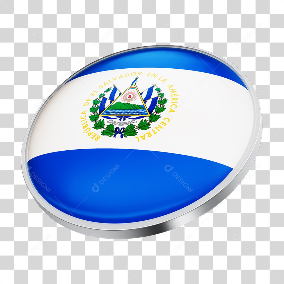 Botão com Bandeira do El Salvador PNG Transparente