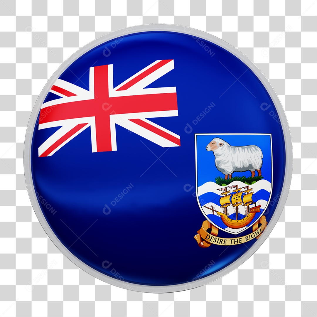 Botão com Bandeira das Ilhas Malvinas PNG Transparente