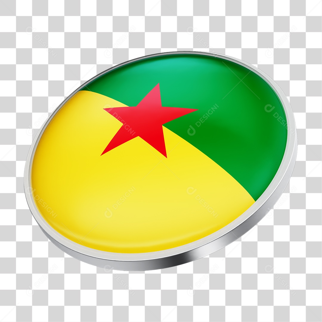 Botão com Bandeira da Guiana Francesa PNG Transparente