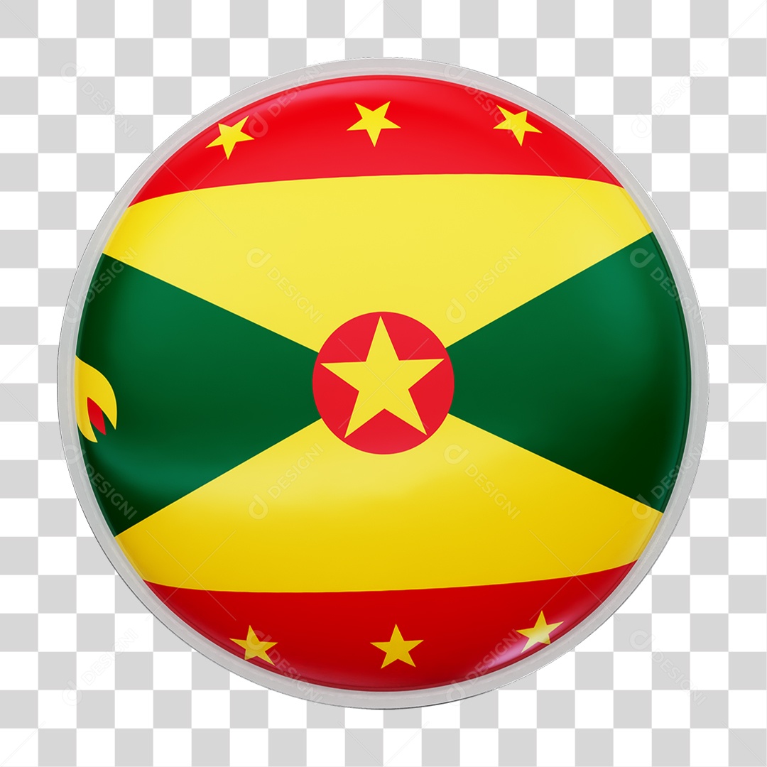Botão com Bandeira de Granada PNG Transparente