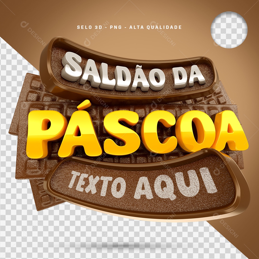Saldão da Páscoa Selo 3D para Composição PSD