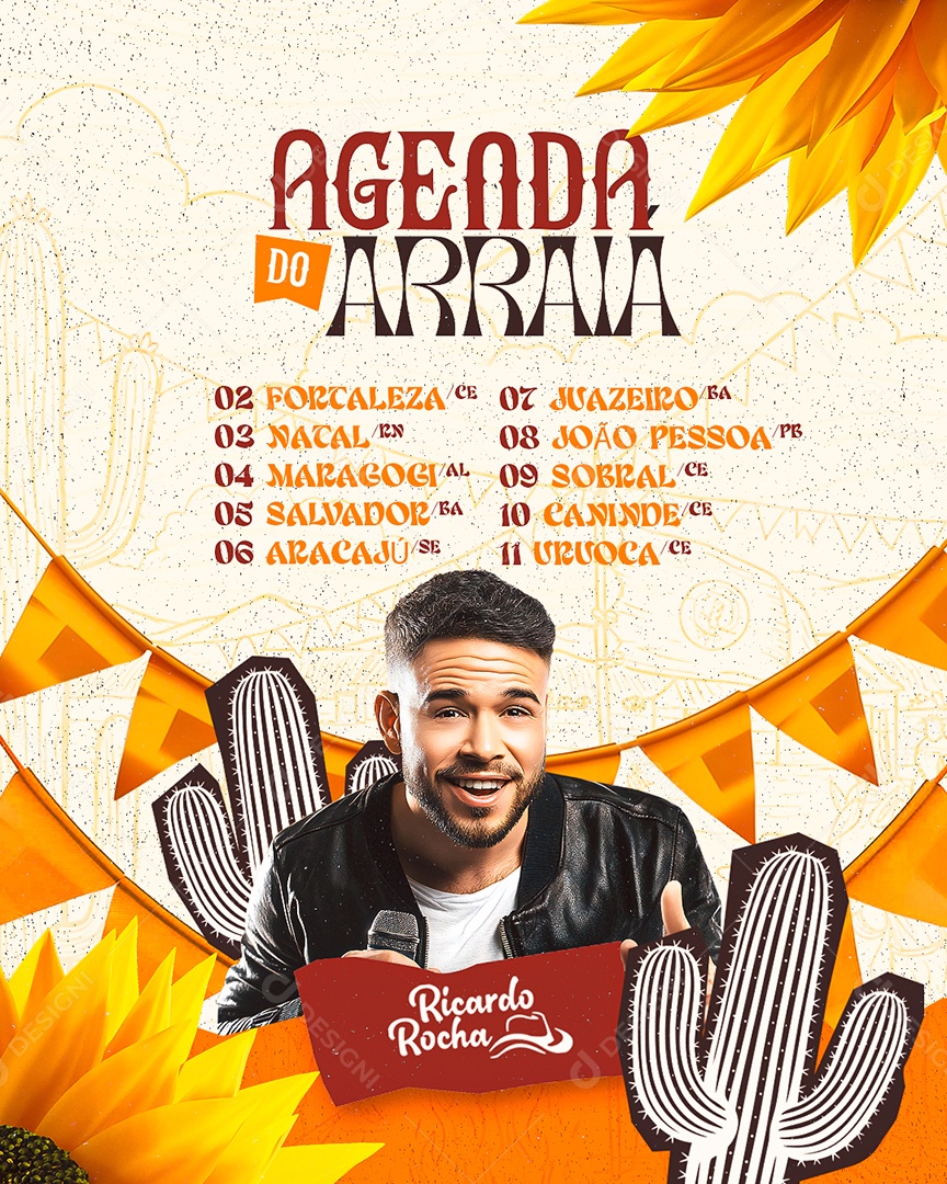 Flyer Agenda do Arraiá Social Media PSD Editável