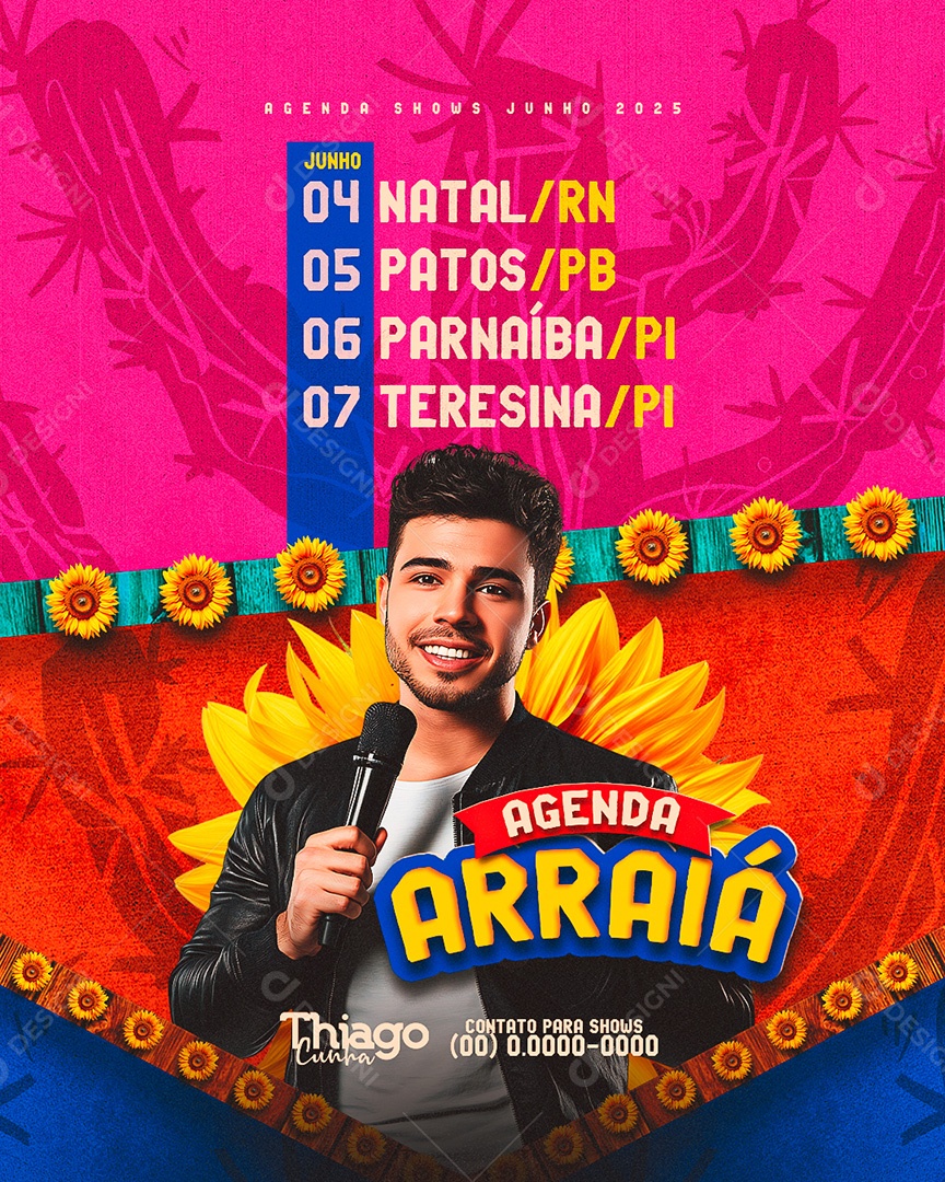 Flyer Agenda Arraiá Social Media PSD Editável