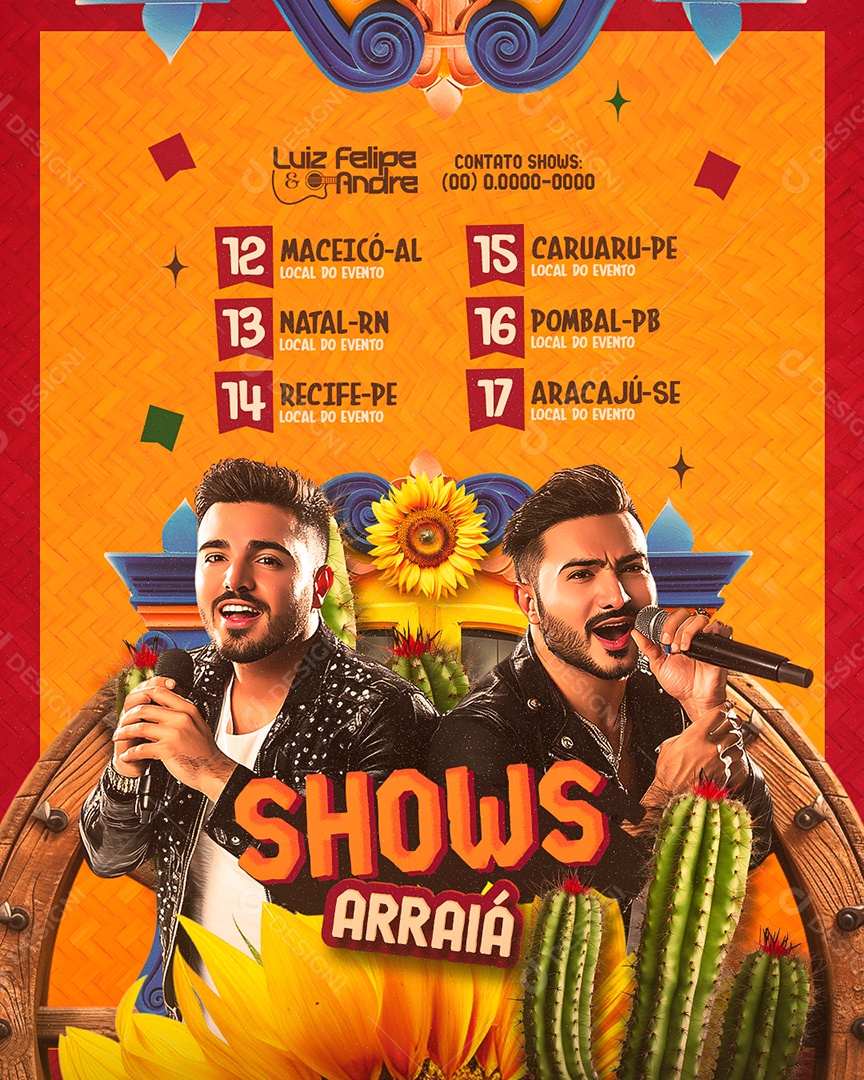 Flyer Shows Arraiá Social Media PSD Editável