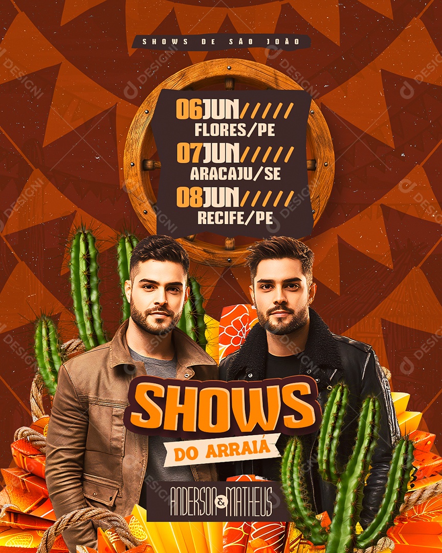 Flyer Shows do Arraiá Social Media PSD Editável