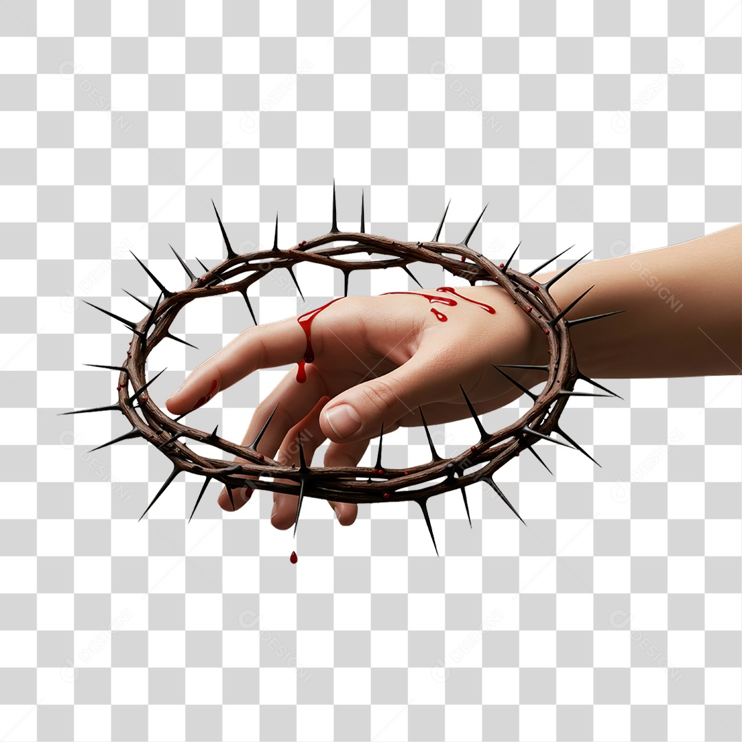 Mão com Coroa de Espinho PNG Transparente