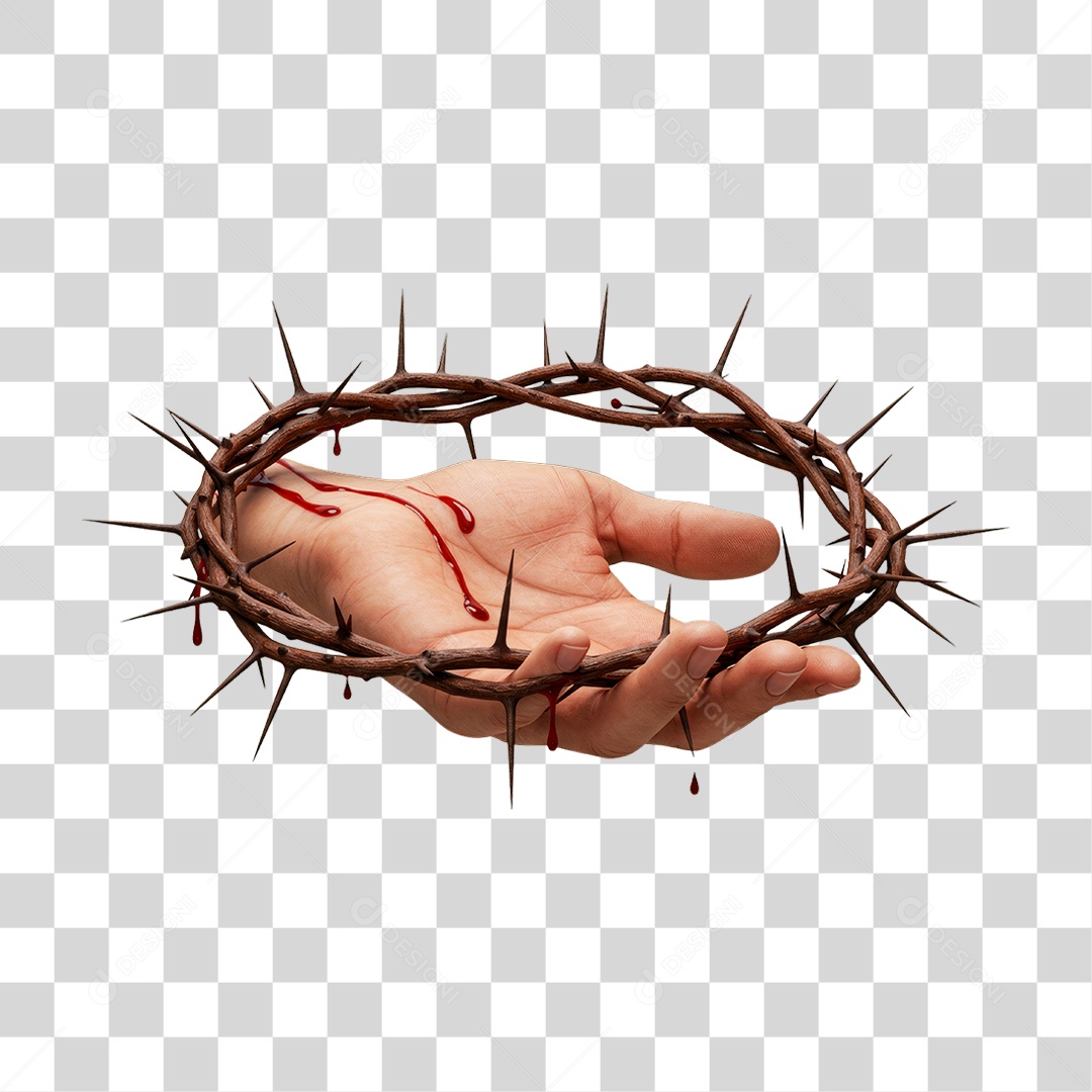 Mão com Coroa de Espinho PNG Transparente