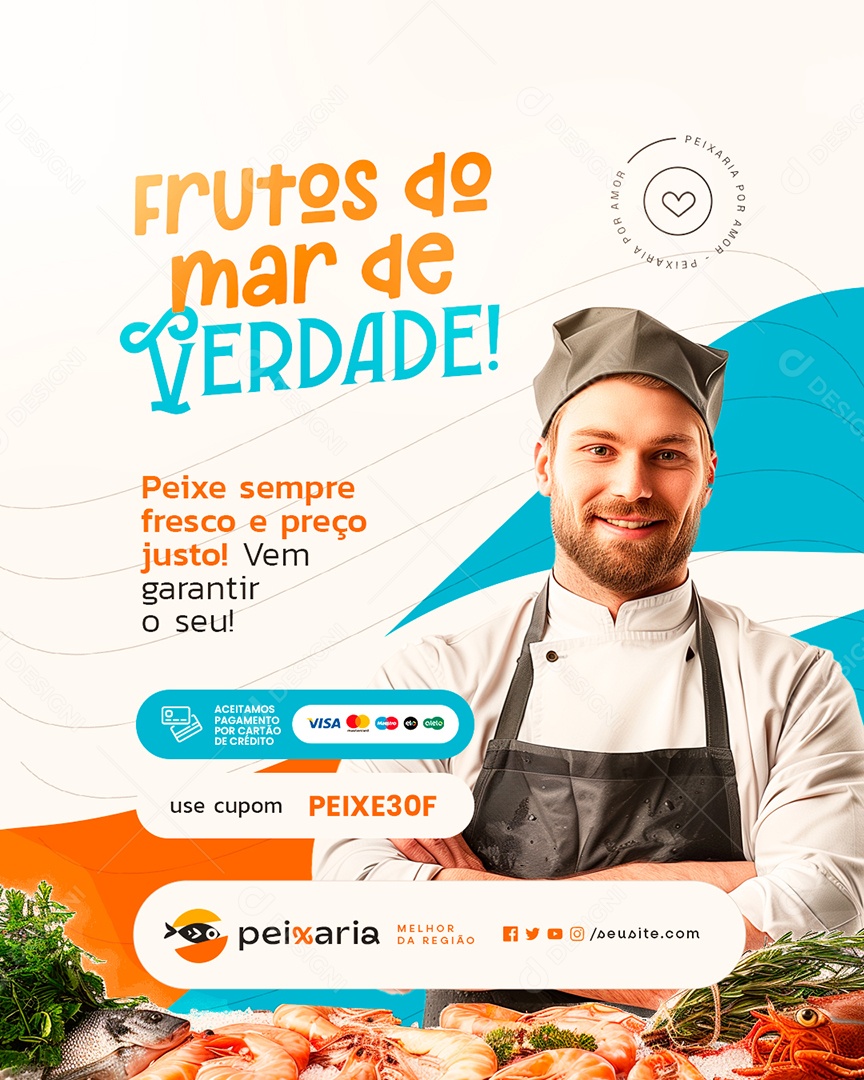 Peixaria Frutos do Mar de Verdade Social Media PSD Editável